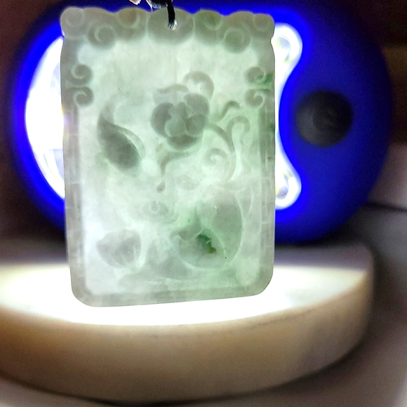 NWT Genuine Certified Jadeite Fish in Lotus Pond Pendant Necklace - Picture 4 of 8